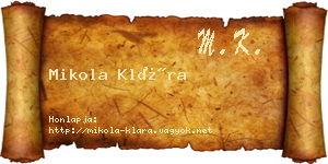 Mikola Klára névjegykártya